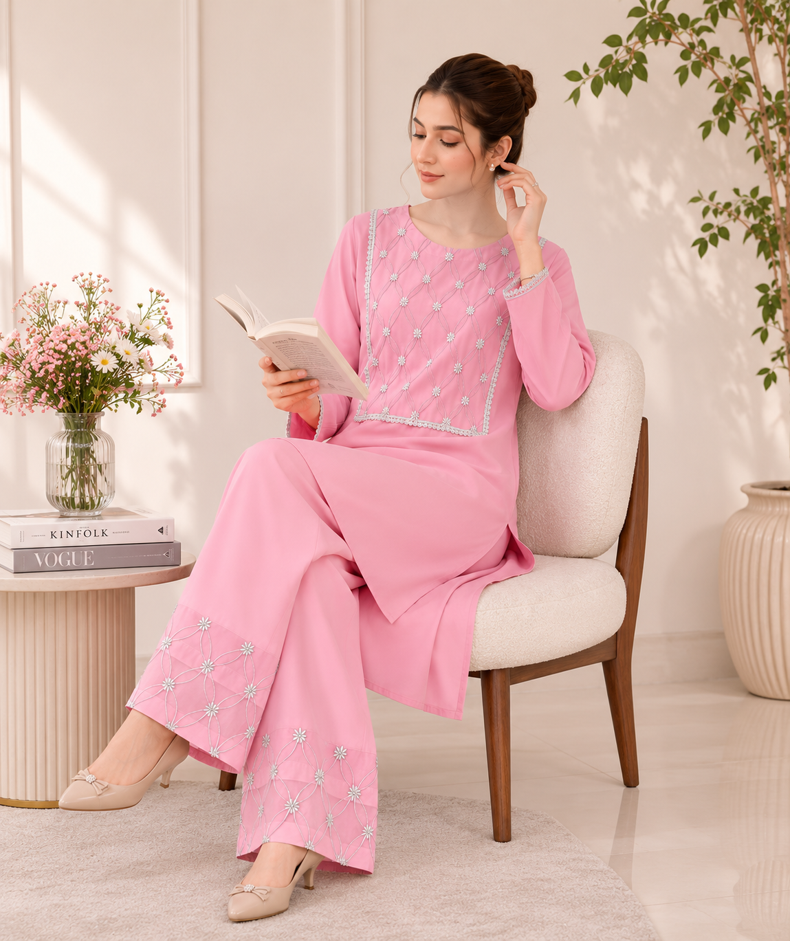 Baby Pink Cotton Lawn Co-ord
