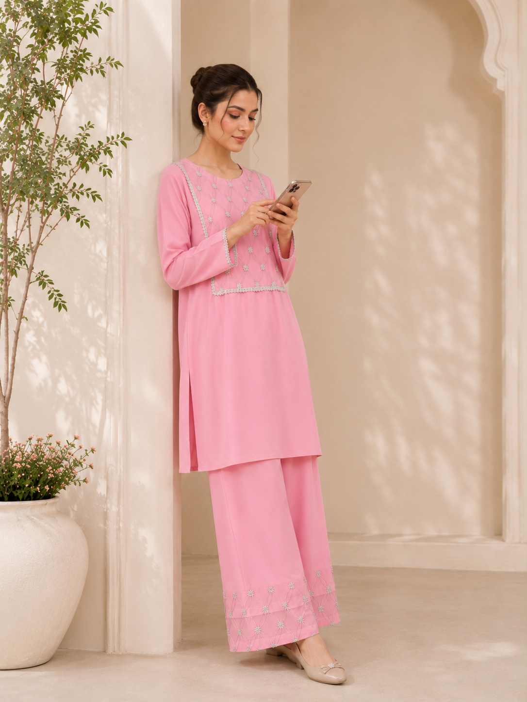 Baby Pink Cotton Lawn Co-ord