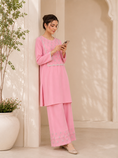 Baby Pink Cotton Lawn Co-ord