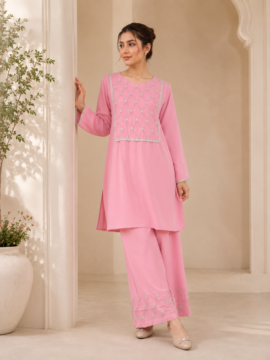 Baby Pink Cotton Lawn Co-ord