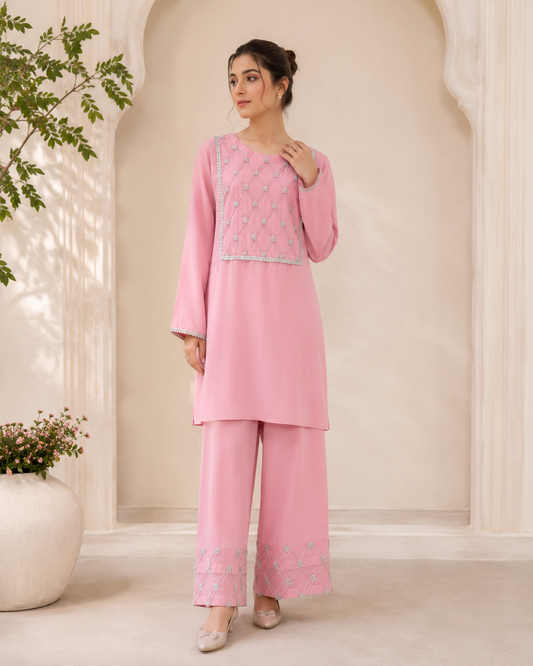 Baby Pink Cotton Lawn Co-ord