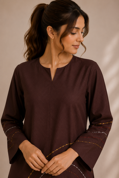 Mocha Wave Georgette Co-Ord Set