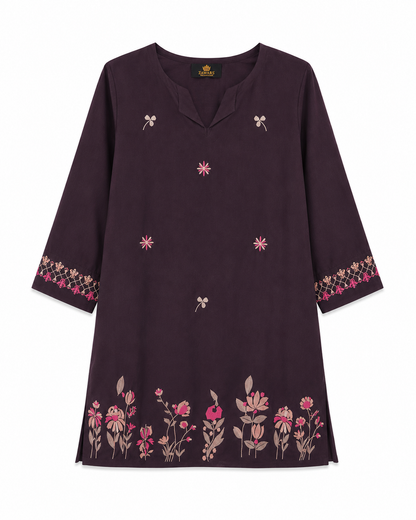 Midnight Plum Embroidered Co-Ord Set – Premium Pret Wear
