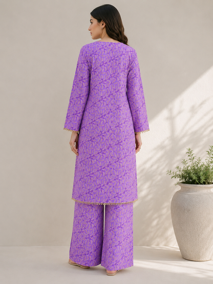 Lavender Bloom Floral Co-Ord Set – 2 Piece Premium Casual Wear