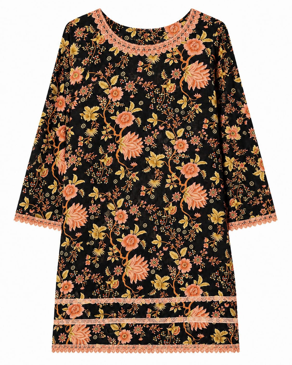 Black Floral Pret Wear 3pcs