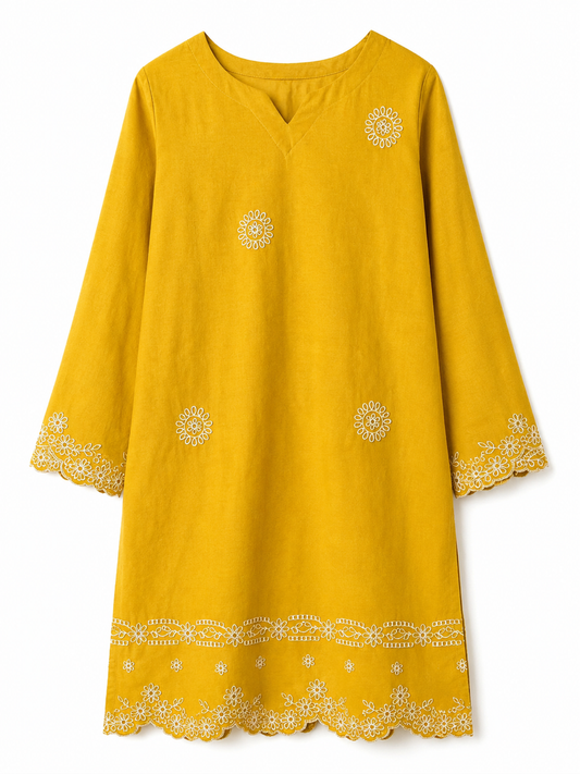 Sunshine Yellow Embroidered Co-Ord Set – Elegant 2 Piece Pret Wear